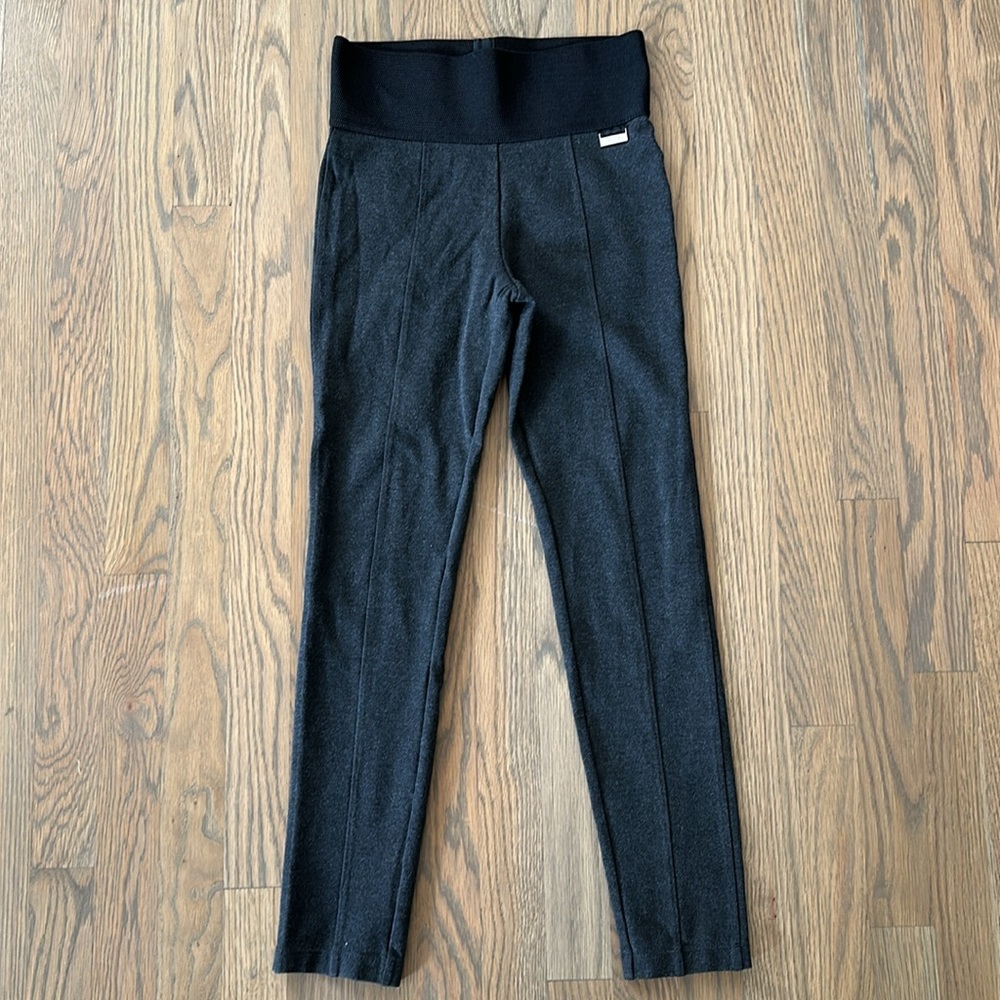 Calvin Klein Stretch Pants sz XS Women’s Wide Waistband Pull On Leggings Gray